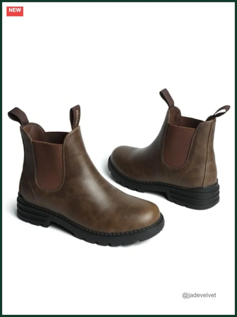 Faux Leather Chelsea Ankle Boots for Women Waterproof Slip-On Hiking